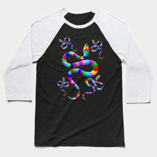 Snake Psychedelic Rainbow Colors Baseball T-Shirt